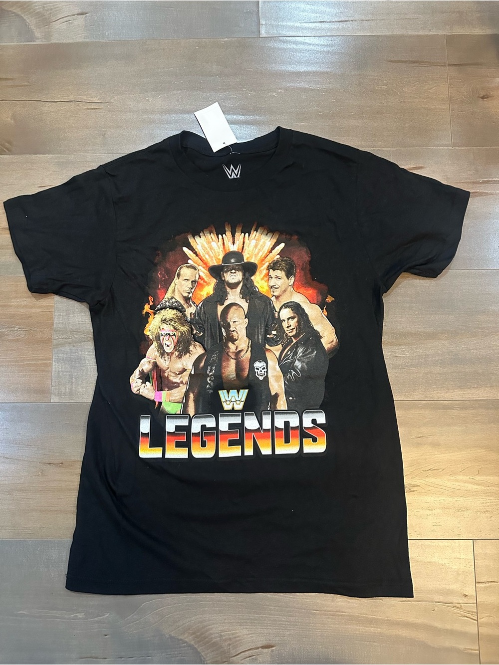 WWE Black Tee with Multicolor Legends Graphic - Picture 1 of 5